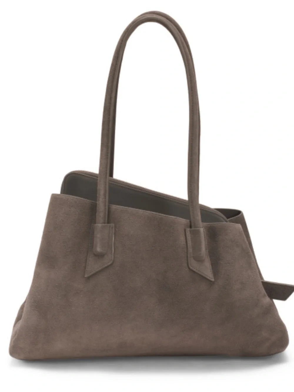VIOLA CASTELLANI Made In Italy Suede Large Asymmetrical Triple Compartment Tote